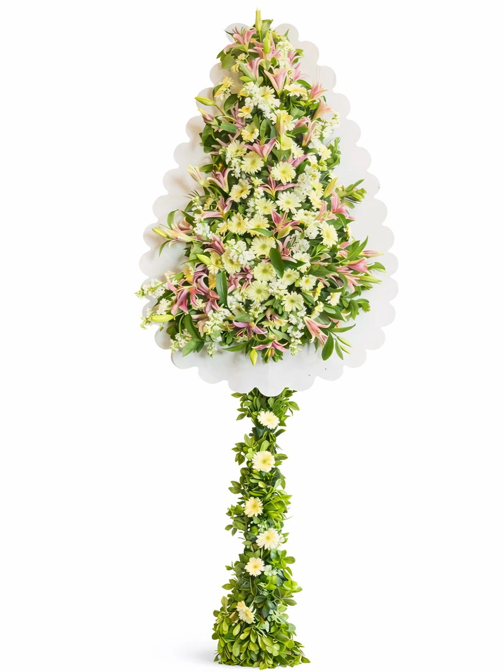 Pembe Lilyum Gerbera Ayaklı Sepet - sepet-celenk-ferforje - Açelya Çiçek