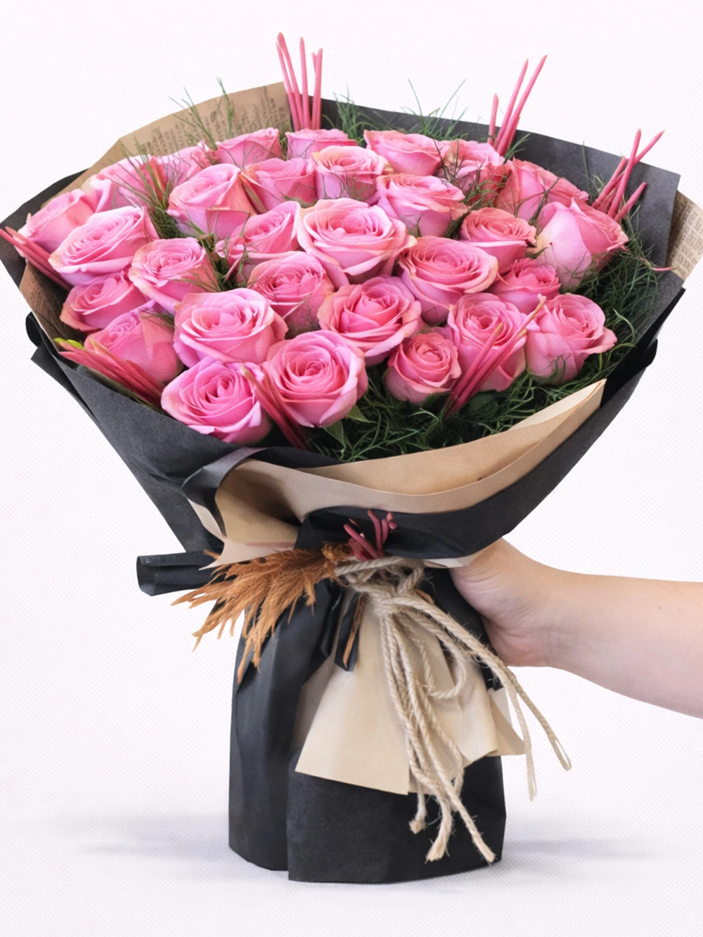 Premium 30 Pembe Gül Buketi - salon-ofis-bitkileri - Açelya Çiçek