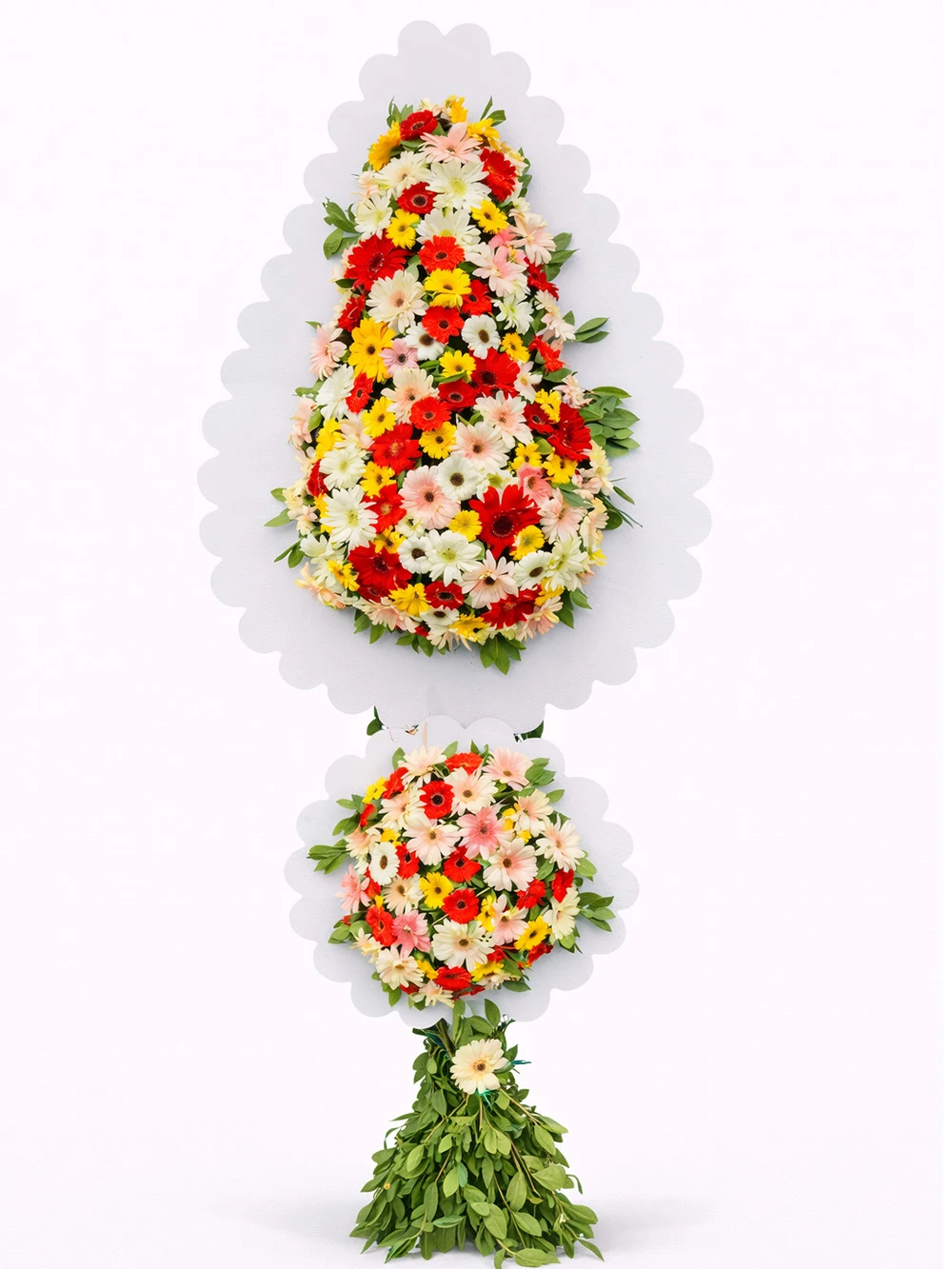 Renkli Gerbera İki Katlı Ayaklı Sepet - sepet-celenk-ferforje - Açelya Çiçek