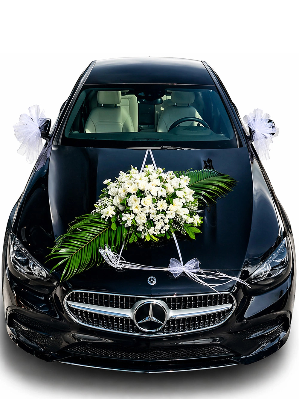 Siyah Mercedes Gelin Arabası Süslemesi - gelin-arabalar - Açelya Çiçek