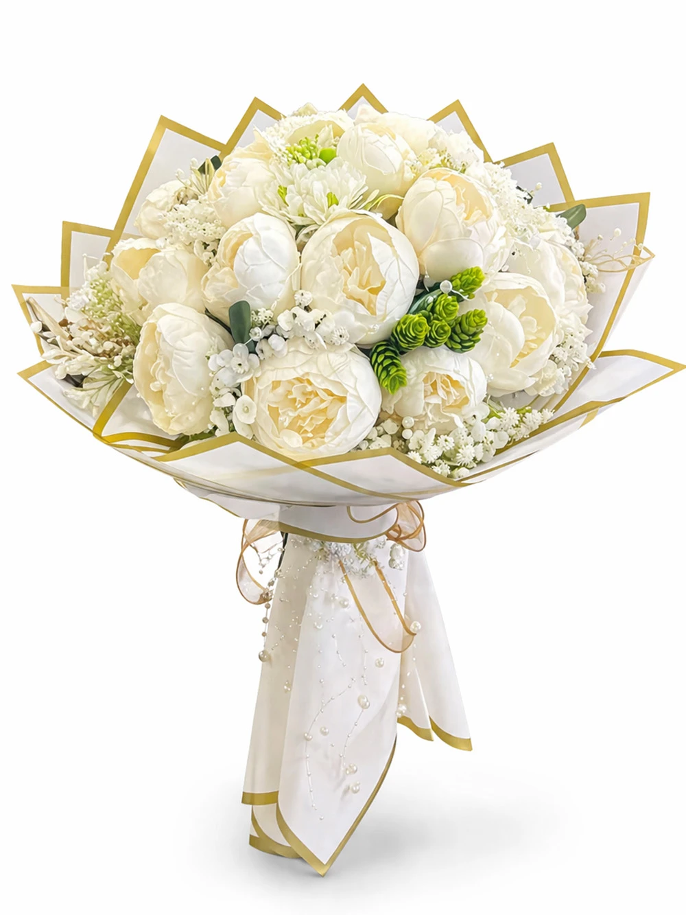 Yapay Beyaz Şakayık Buketi1 - salon-ofis-bitkileri - Açelya Çiçek