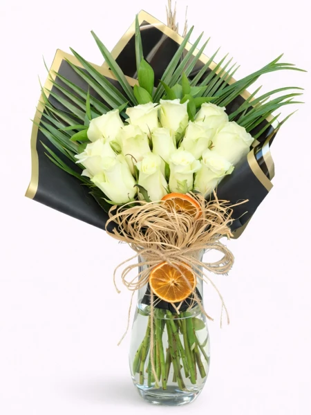 15 Beyaz Gül Buketi