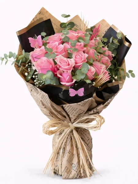 21 Pembe Gül Buketi