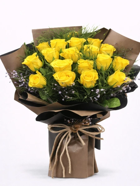 21 Sarı Gül Buketi