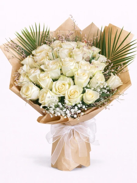 25 Beyaz Gül Buketi