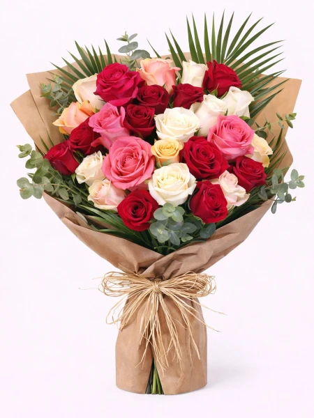 25 Renkli Gül Buketi