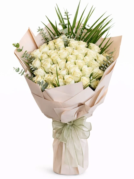 50 Beyaz Gül Buketi