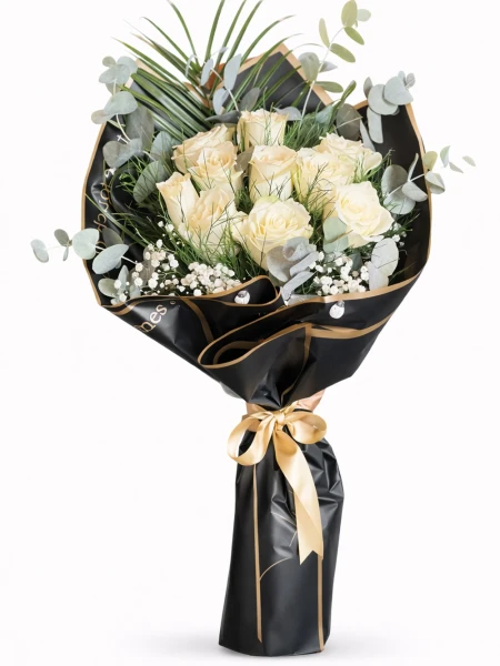 9 Beyaz Gül Buketi