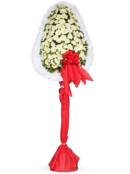 Beyaz Gerbera Ayaklı Sepet