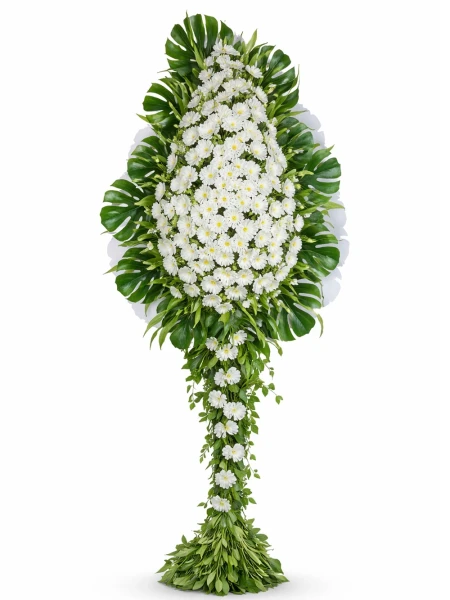 Beyaz Gerbera Premium Ayaklı Sepet