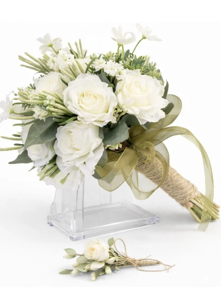 Beyaz Gül Yapay Gelin Çiçeği