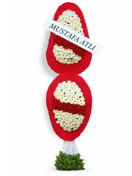 Beyaz Kırmızı Gerbera İki Katlı Ayaklı Sepet