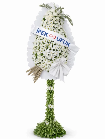 Beyaz Lilyum Gerbera Ayaklı Sepet
