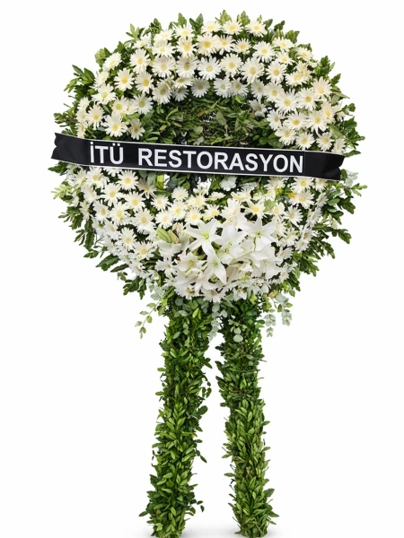 Beyaz Lilyum Gerbera Cenaze Çelengi