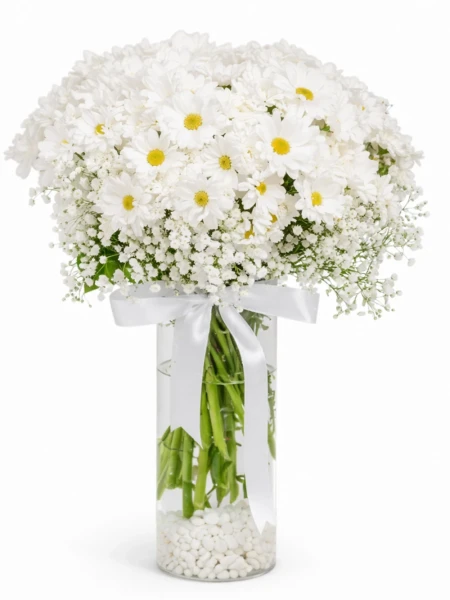 Beyaz Meleğim Papatya Aranjman