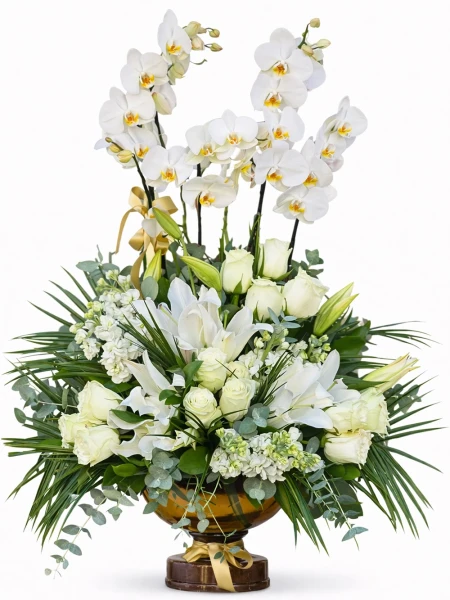 Beyazın Uyumu Orkideli Aranjman