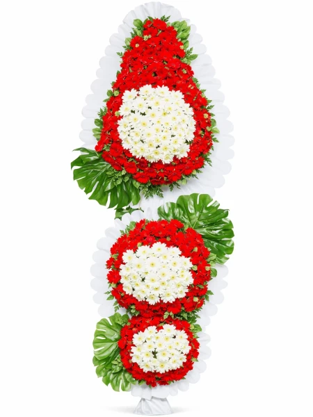 Kırmızı Beyaz Üç Katlı Ayaklı Sepet