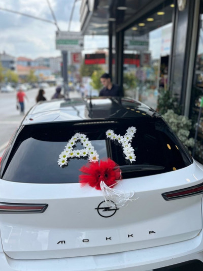 Kırmızı Gelin Araç Süslemesi - gelin-arabalar - Açelya Çiçek