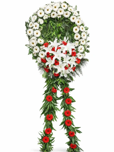 Lilyum Gerbera Cenaze Çelengi