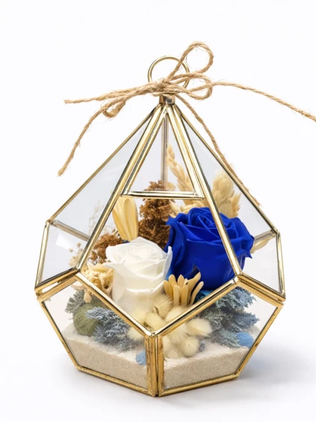 Mavi Beyaz Solmayan Gül