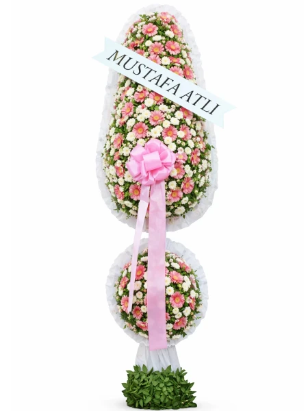 Pembe Beyaz İki Katlı Ayaklı Sepet