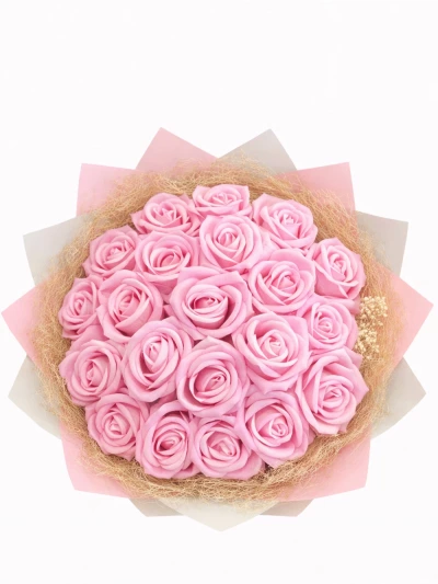 Pembe Gül Yapay Buket - salon-ofis-bitkileri - Açelya Çiçek