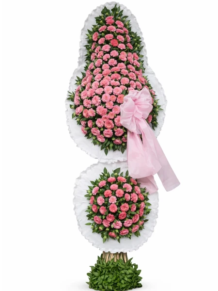 Pembe Karanfil İki Katlı Ayaklı Sepet