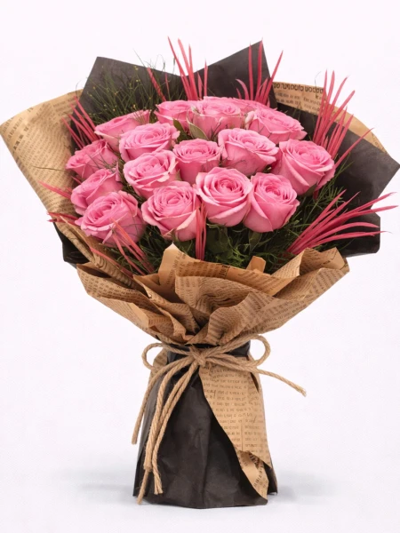 Premium 15 Pembe Gül Buketi