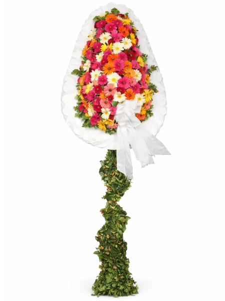 Renkli Gerbera Ayaklı Sepet