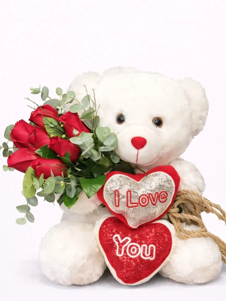 Sevimli Ayıcık 7 Kırmızı Gül